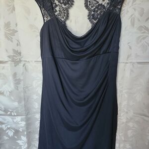 Signature Black Lace-Trim Cowl Neck Dress